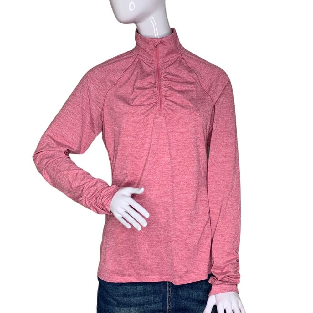 Champion Long Sleeve Shirt Size Medium Pink  Space Print Zip Up Shirred